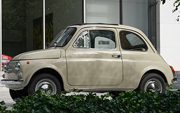 The iconic Fiat 500 included in Automania, a new exhibition at The Museum of Modern Art, New York